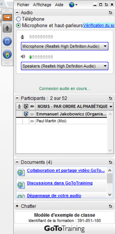 barre outils salle de classe virtuelle