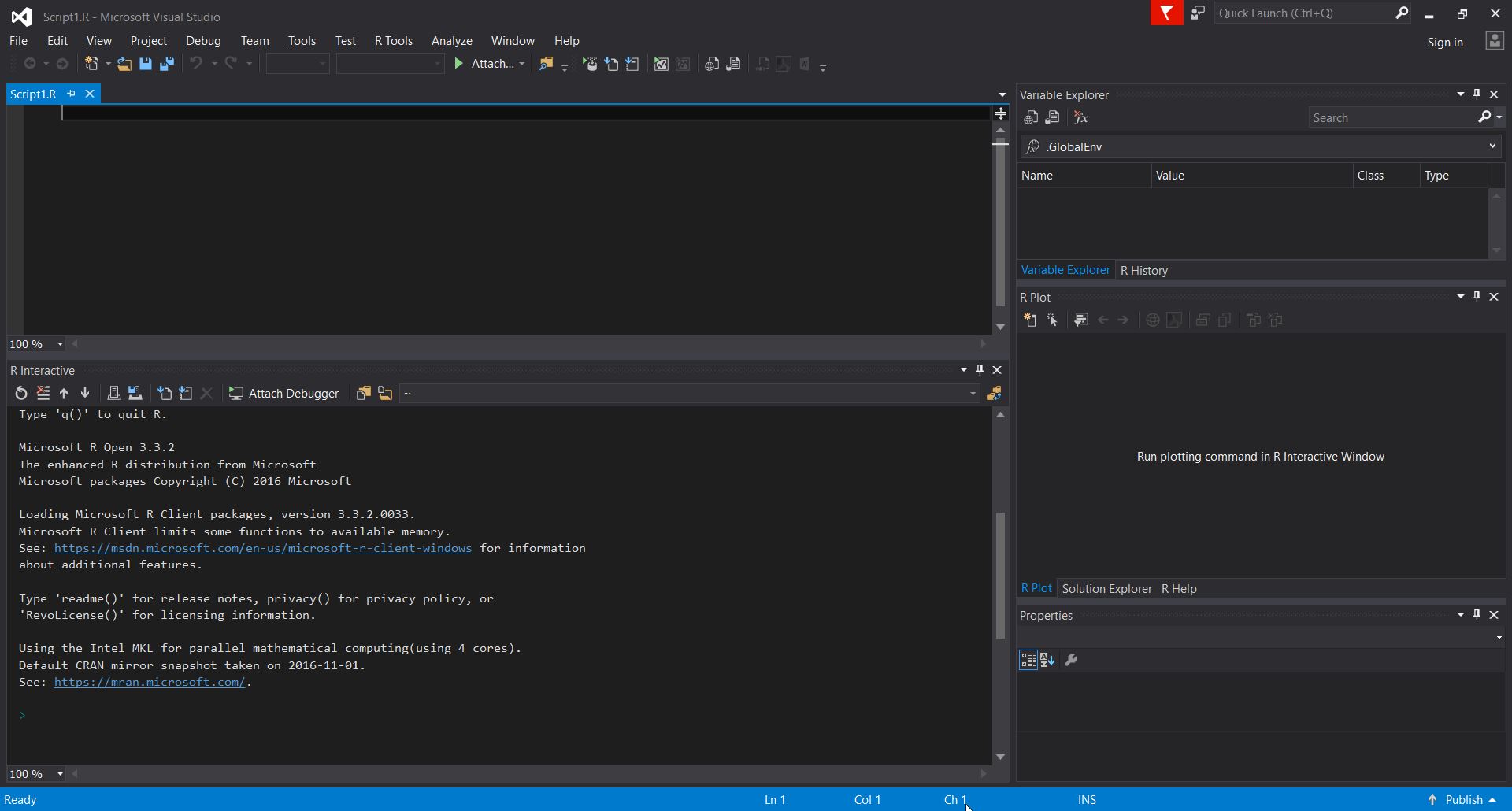 R client with visual studio