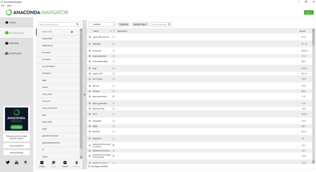 Navigator anaconda environment